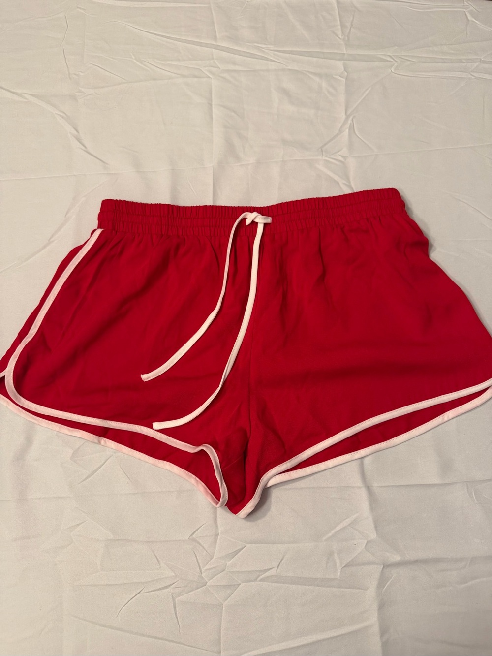 Forever 21 Red Athletic Drawstring Shorts with White Trim